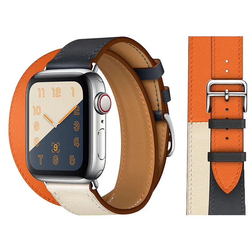 Genuine Leather Bracelet Strap For Apple Watch Band 45mm 49mm 41mm 44mm 42mm 40mm band iWatch Ultra/2 10 42/46mm 9 8 7 6 5 4 SE